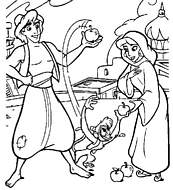 coloriage aladdin donne une pomme Ã  abu